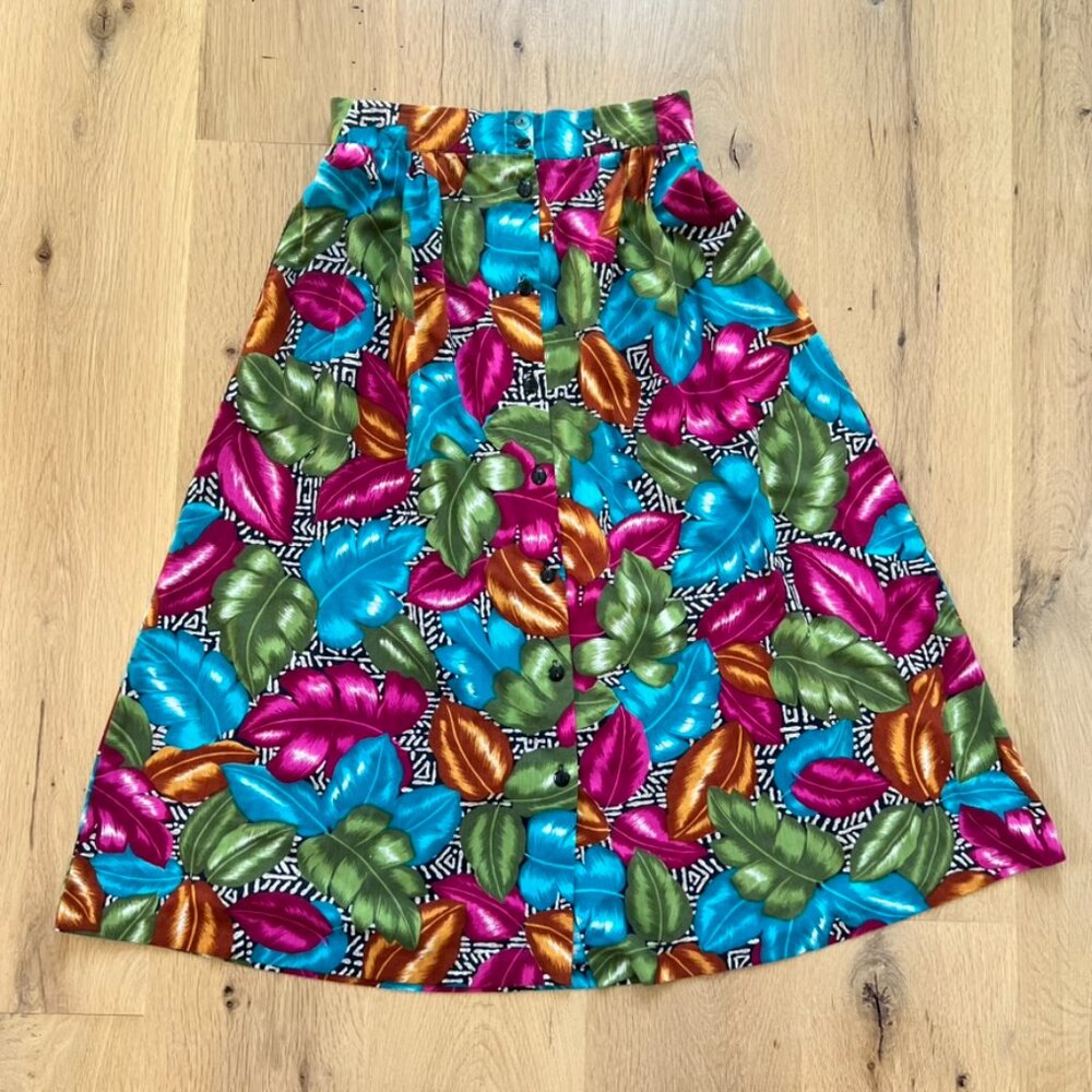 🌿tropical leaf midi skirt 🌿